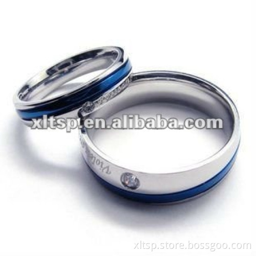 S4 High Quality CZ Stone Blue Stainless Steel Ring